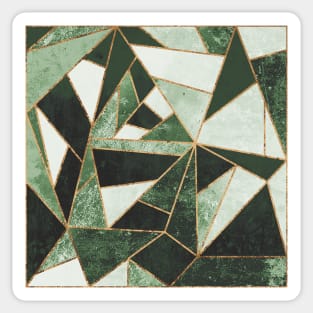 Jade Green and Gold Modern Terrazzo Gems Sticker